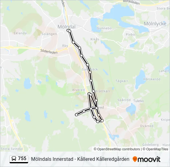 755 buss Linje karta