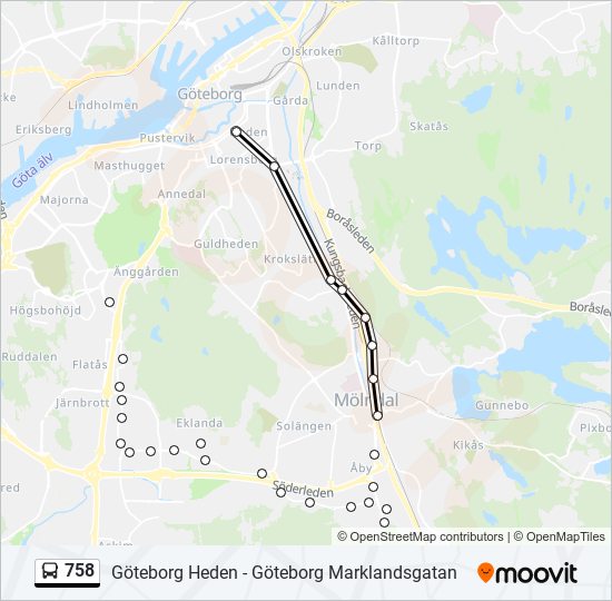 758 Route: Schedules, Stops & Maps - Göteborg Heden (Updated)