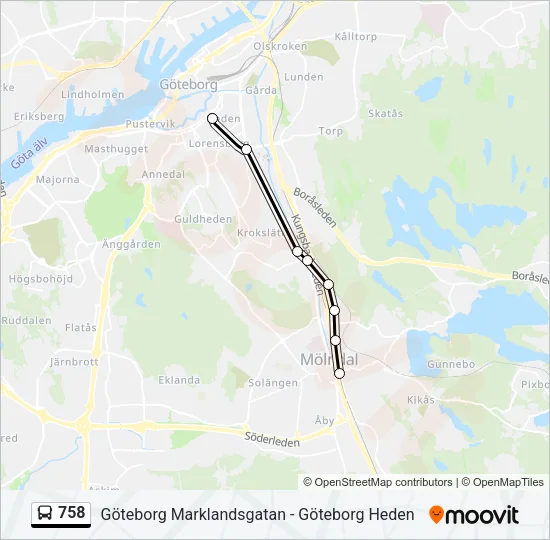 758 Bus Line Map
