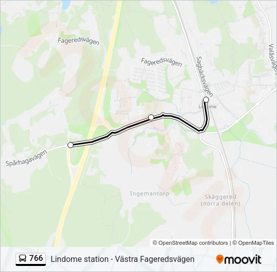 766 buss Linje karta