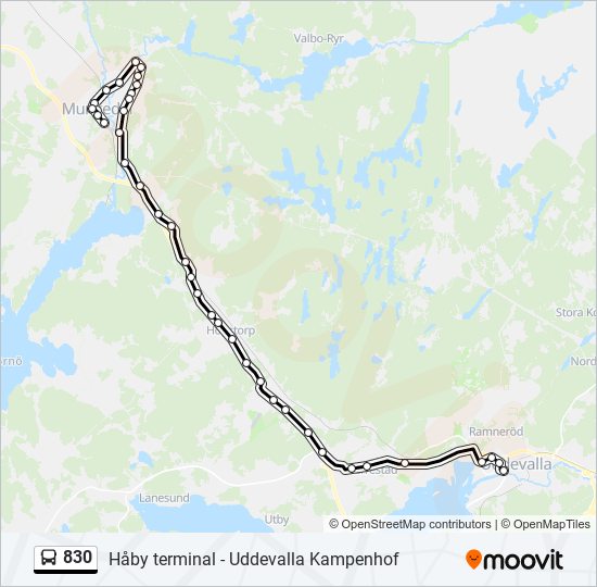 830 bus Line Map