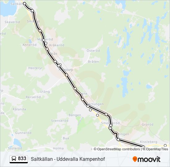 833 bus Line Map