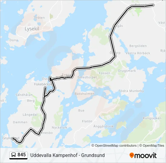 845 Bus Line Map