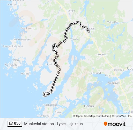 858 bus Line Map