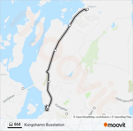 868 buss Linje karta