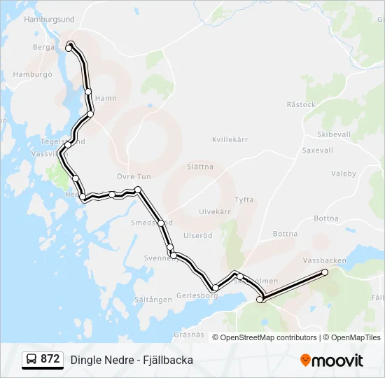 872 buss Linje karta
