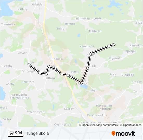 904 bus Line Map