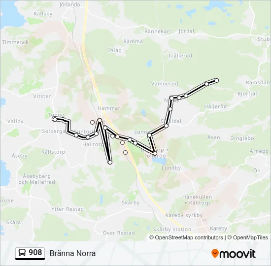 908 Bus Line Map