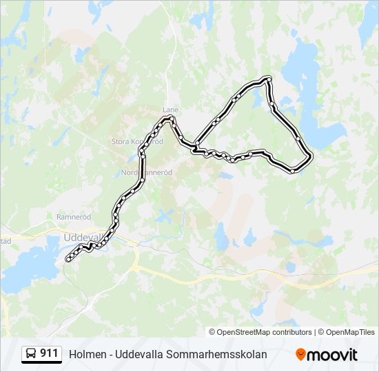 911 Route: Schedules, Stops & Maps - Uddevalla Sommarhemsskolan (Updated)