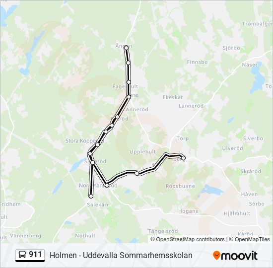 911 Route: Schedules, Stops & Maps - Frändeforsvägen Uddevalla (Updated)