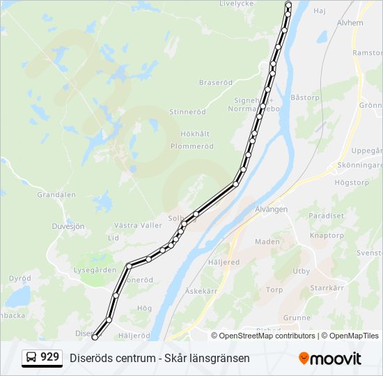 929 bus Line Map