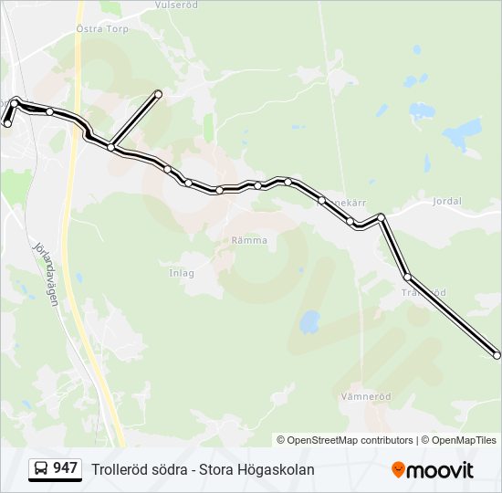 947 bus Line Map