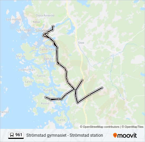961 Rutt: Tidtabeller, Hållplatser & Kartor - Strömstad Station ...