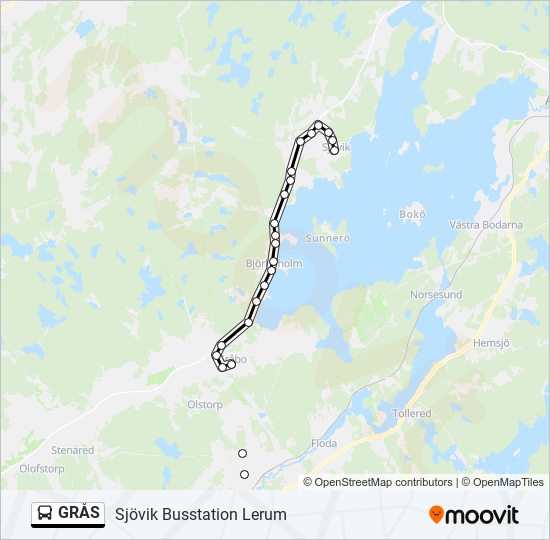 GRÅS buss Linje karta