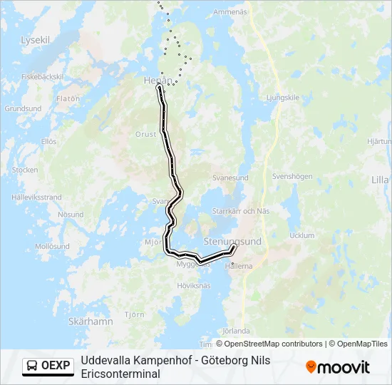 OEXP buss Linje karta