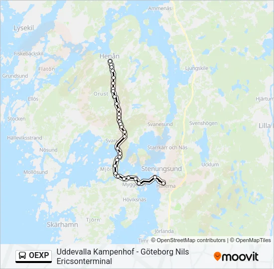 OEXP buss Linje karta