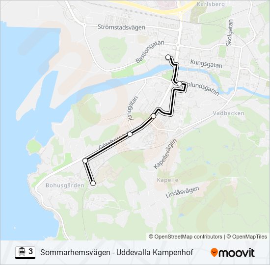 3 spårvagn Linje karta