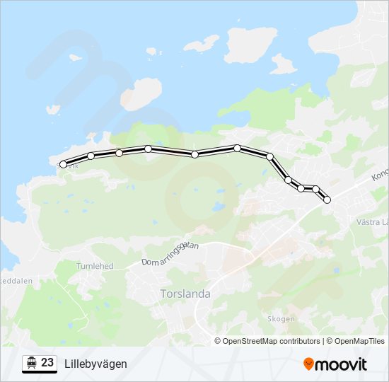 23 spårvagn Linje karta