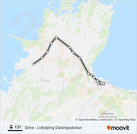 131 spårvagn Linje karta
