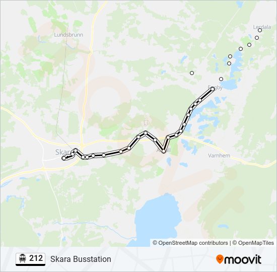 212 spårvagn Linje karta