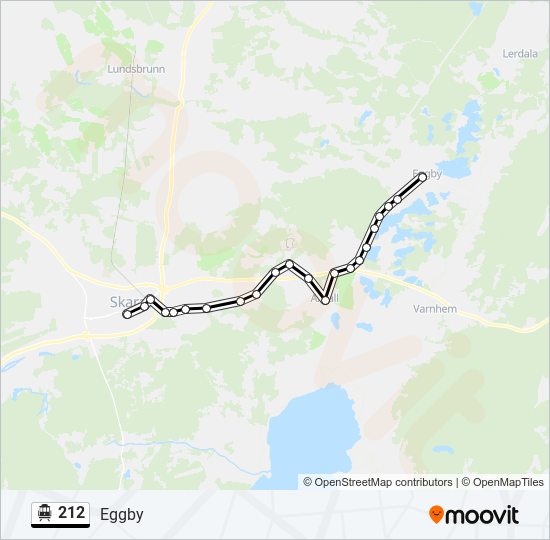 212 spårvagn Linje karta