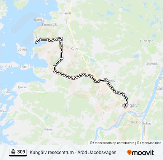 309 spårvagn Linje karta