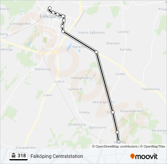 318 spårvagn Linje karta