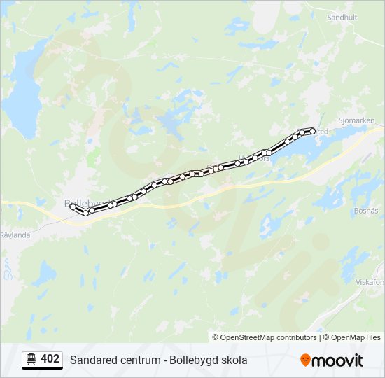 402 spårvagn Linje karta