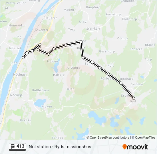 413 spårvagn Linje karta