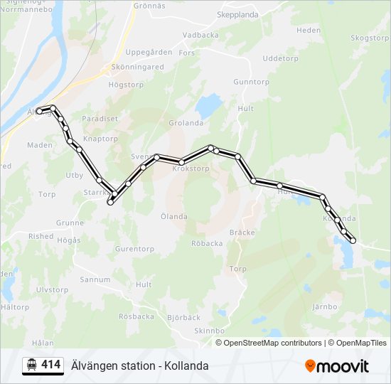 414 spårvagn Linje karta