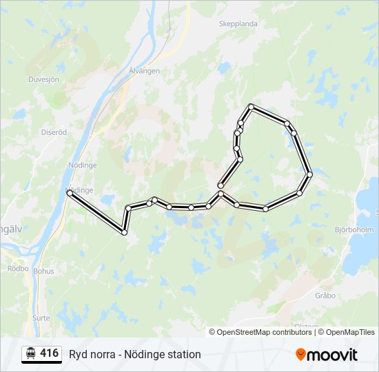 416 spårvagn Linje karta