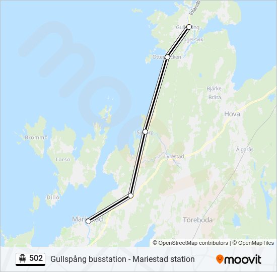 502 spårvagn Linje karta