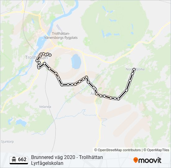 662 spårvagn Linje karta