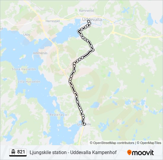 821 spårvagn Linje karta