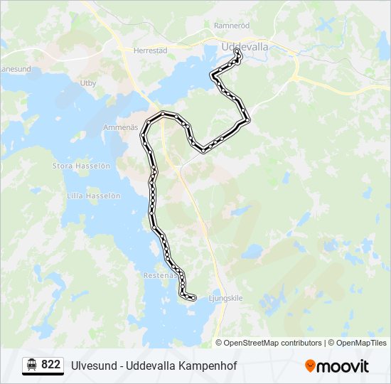 822 spårvagn Linje karta