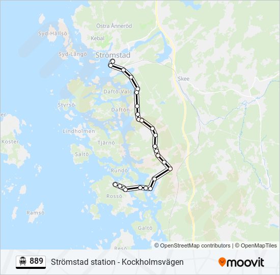 889 spårvagn Linje karta