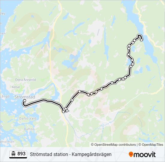 893 spårvagn Linje karta