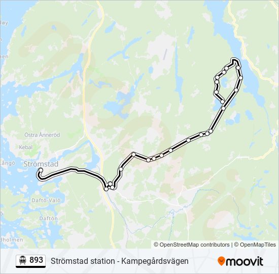 893 spårvagn Linje karta