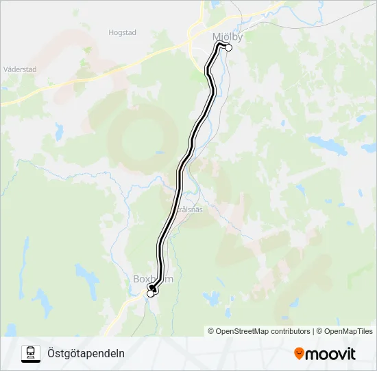 ÖSTGÖTAPENDELN Train Line Map