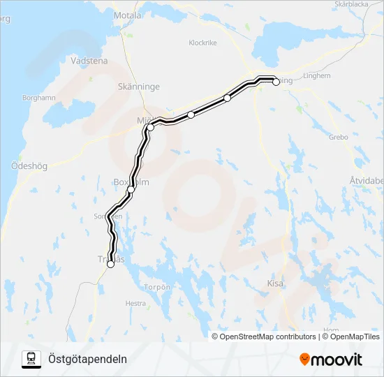 ÖSTGÖTAPENDELN Train Line Map