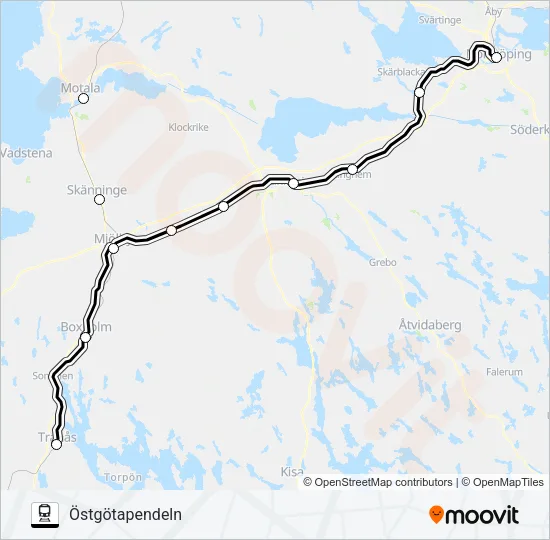 ÖSTGÖTAPENDELN Train Line Map