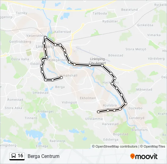16 Route: Schedules, Stops & Maps - Linköping Berga Centrum (Updated)