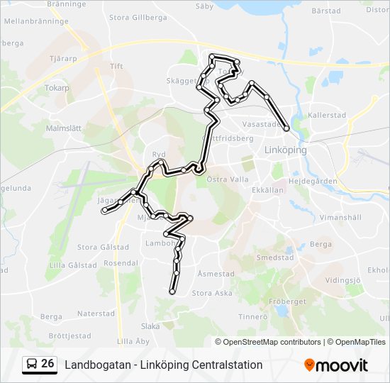 26 Route: Schedules, Stops & Maps - Linköping Centralstation (Updated)