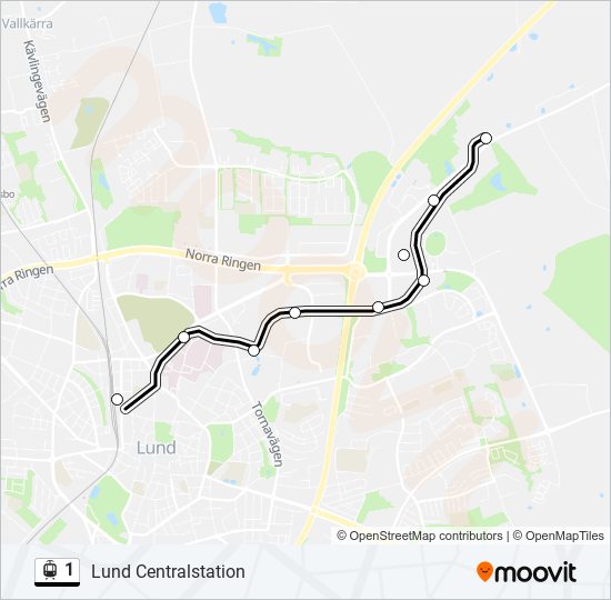 1 light rail Line Map