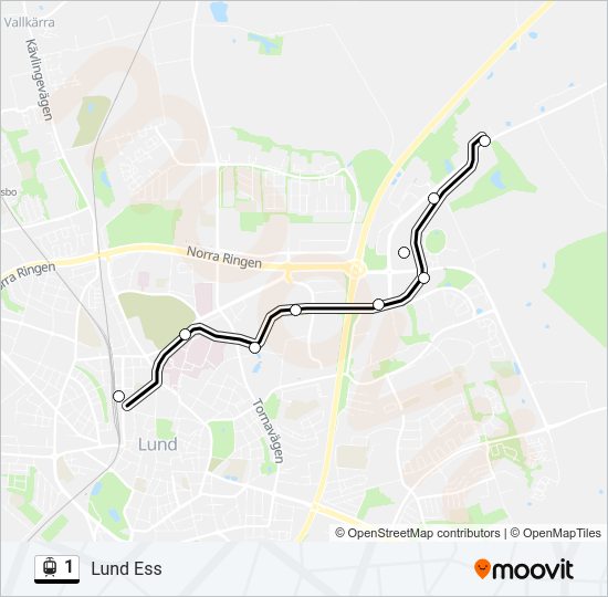 1 light rail Line Map