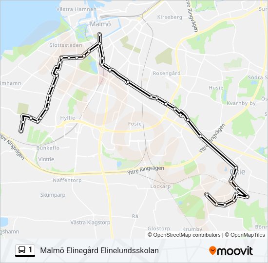 1 Route: Schedules, Stops & Maps - Malmö Elinegård Elinelundsskolan ...
