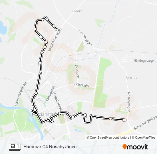 1 Bus Line Map
