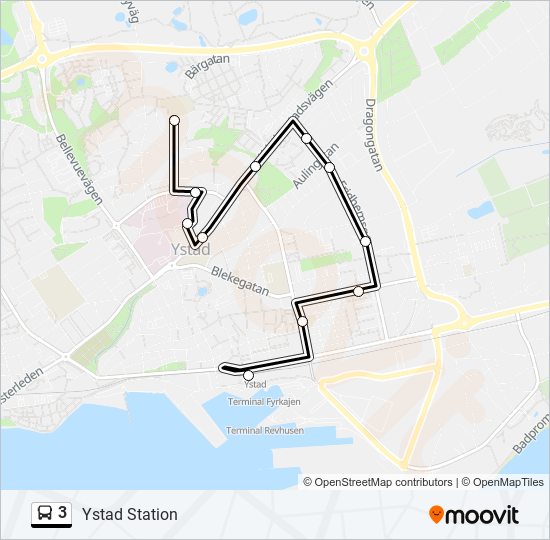 3 Rutt: Tidtabeller, Hållplatser & Kartor - Ystad Station (Uppdaterat)