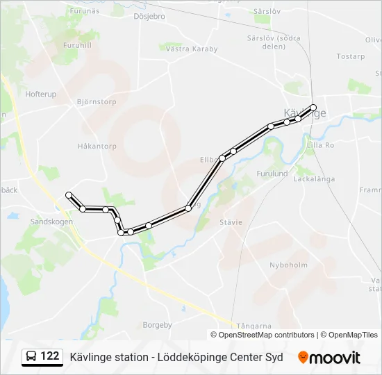 122 Route: Schedules, Stops & Maps - Kävlinge Station (Updated)