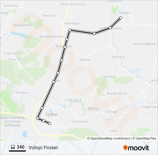 340 Route: Schedules, Stops & Maps - Vollsjö Piraten (Updated)